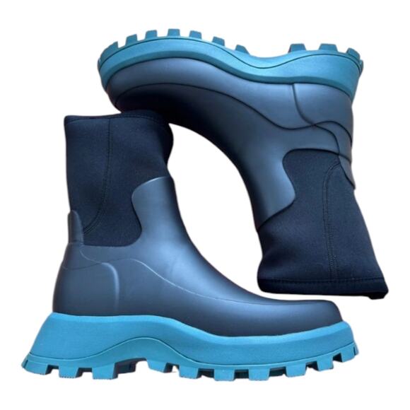 Hunter Women's City Explorer Short Rain Snow Boots Welllies US 9 Blk/Green NEW - Picture 7 of 11